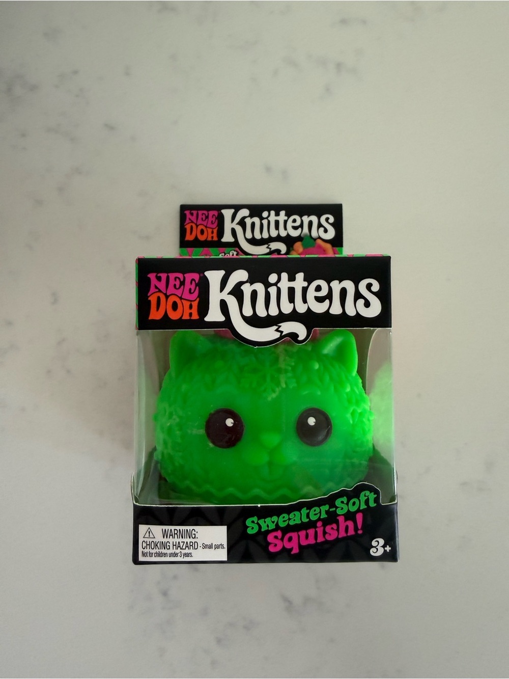 NeeDoh Knittens sweater-soft squish in bright green!
